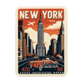 New York City - Brooklbrücke Vintages Klassikfahrz Magnet (Vertikal)
