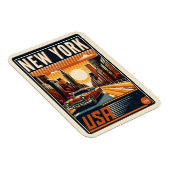 New York City - Brooklbrücke Vintages Klassikfahrz Magnet (Rechte Seite)