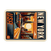 New York City - Brooklbrücke Vintages Klassikfahrz Magnet (Horizontal)