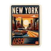 New York City - Brooklbrücke Vintages Klassikfahrz Magnet (Vertikal)