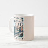 New York City Brooklyn Bridge Bold Retro Skyline Kaffeetasse (Vorderseite Links)