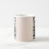New York City Brooklyn Bridge Bold Retro Skyline Kaffeetasse (Mittel)