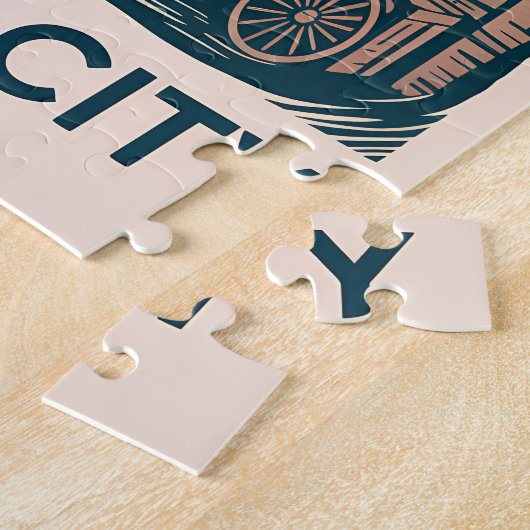 New York City Brooklyn Bridge Bold Retro Skyline Puzzle (Seite)