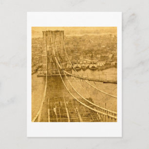 New York City Brooklyn Bridge Construction 1870s Postkarte