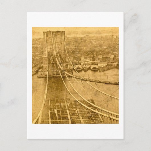 New York City Brooklyn Bridge Construction 1870s Postkarte (Vorderseite)