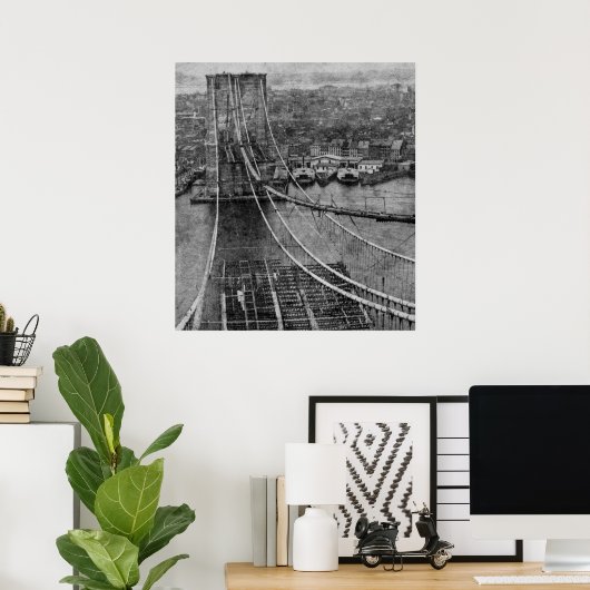 New York City Brooklyn Bridge Construction Poster (Heimbüro)