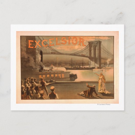 New York City Brooklyn Bridge "Excelsior" Postkarte (Vorderseite)