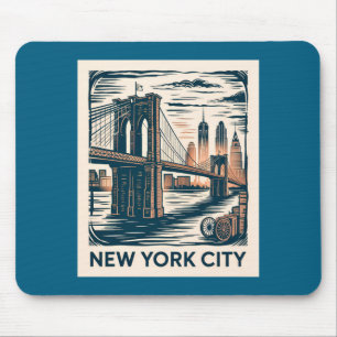 New York City Brooklyn Bridge Fette Retro-Skyline  Mousepad