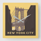 New York City | Brooklyn Bridge Quadratische Wanduhr (Vorderseite)