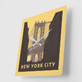 New York City | Brooklyn Bridge Quadratische Wanduhr (Winkel)