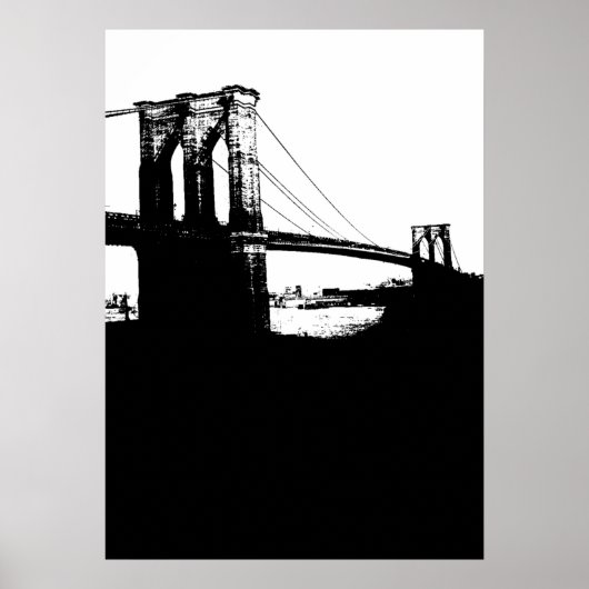 New York City Brooklyn Bridge Silhouette Pop Art Poster (Vorne)