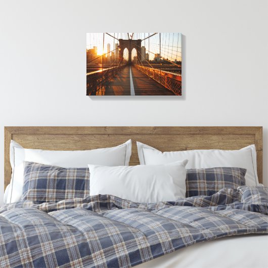 New York City Brooklyn Bridge Sunrise Leinwanddruck (Insitu (Schlafzimmer))