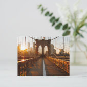 New York City Brooklyn Bridge Sunrise Postkarte (Stehend Vorderseite)