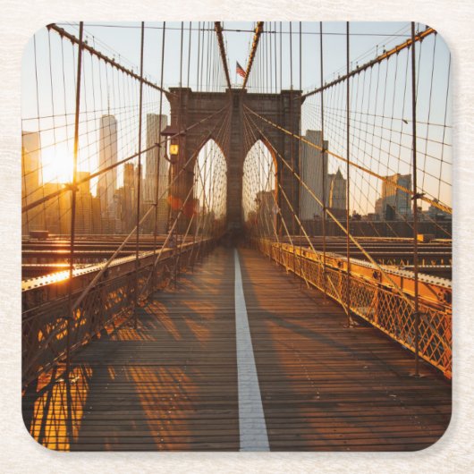 New York City Brooklyn Bridge Sunrise Rechteckiger Pappuntersetzer (Vorderseite)