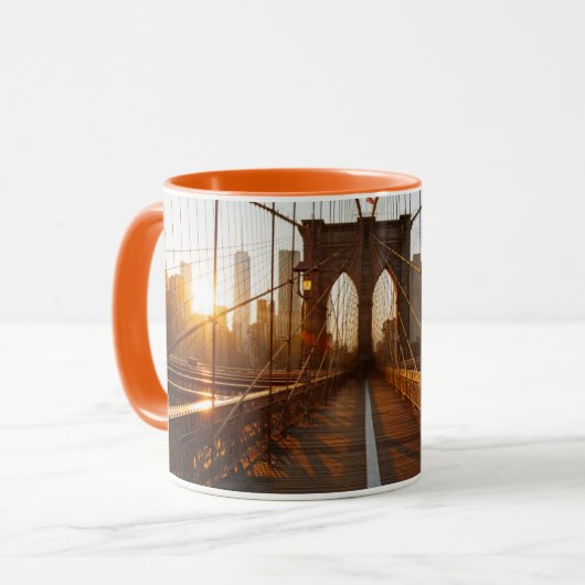New York City Brooklyn Bridge Sunrise Tasse (Vorderseite Links)