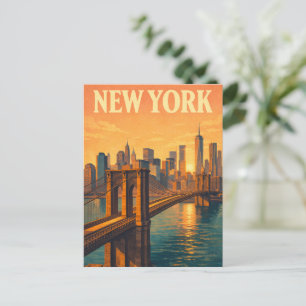 New York City Brooklyn Bridge Vintage Reise Postkarte