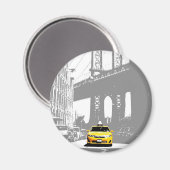 New York City Brooklyn Bridge Yellow Taxi Nyc Magnet (Vorderseite/Rückseite)