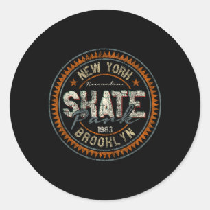 New York City Brooklyn Skate Skateboarding Vintage Runder Aufkleber