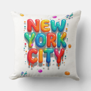 New York City Bubble Letters Kissen