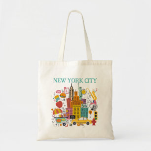 New York City Cartoon Style Totbeutel Tragetasche