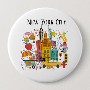New York City Cartoons Style Button