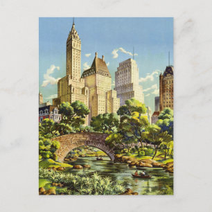 New York City Central Park Vintage Poster Postkarte