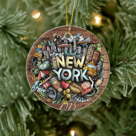 New York City Christmas - Name des benutzerdefinie Keramik Ornament (Baum)