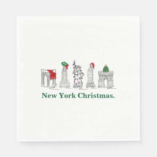 New York City Christmas NYC Gebäude Holiday Serviette (Vorderseite)