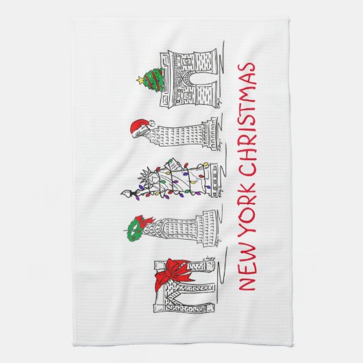 New York City Christmas NYC Gebäude Weihnachten We Geschirrtuch (Vertikal)