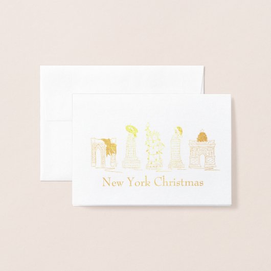 New York City Christmas NYC Holiday Sehenswürdigke Folienkarte (Vorderseite mit Umschlag)