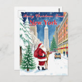 New York City Christmas Santa in Manhattan Postkarte (Vorne/Hinten)