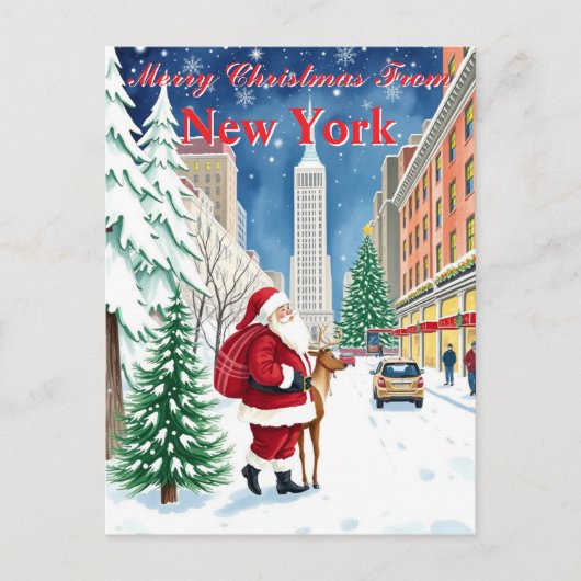 New York City Christmas Santa in Manhattan Postkarte (Vorderseite)