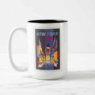 New York City Colorful Times Square Travel Poster Zweifarbige Tasse