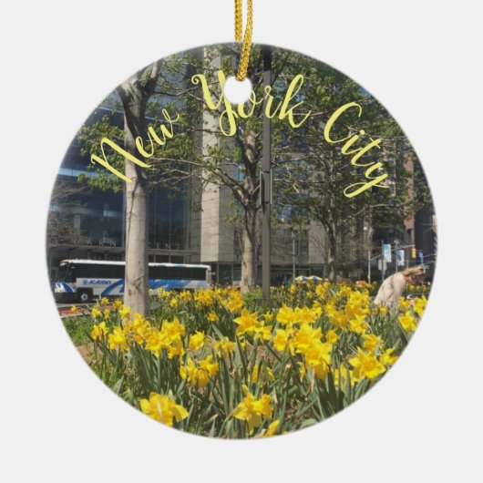 New York City Daffodis Columbus Circle NYC Spring Keramikornament (Vorne)