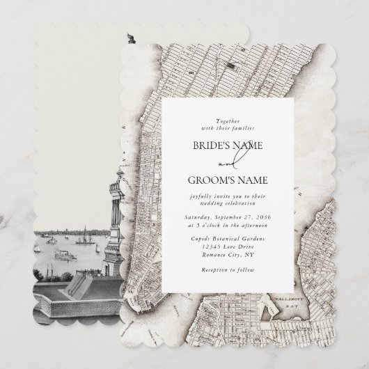 New York City Destination NYC Wedding Einladung (Vorne/Hinten)