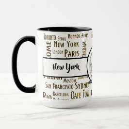 New York City Elegant Leinen Black Ringer 15oz Tasse