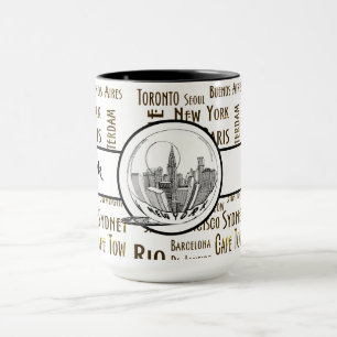 New York City Elegant Leinen Black Ringer 15oz Tasse