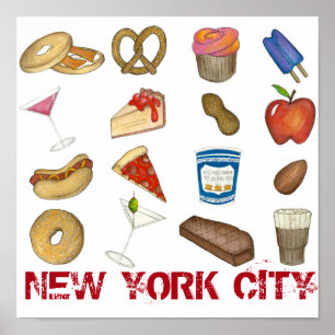 New York City Feinschmecker NYC Foods Tourist Food Poster