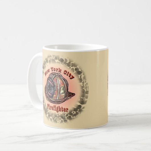 New York City Feuerwehrmann-Tasse Kaffeetasse (Vorderseite Links)
