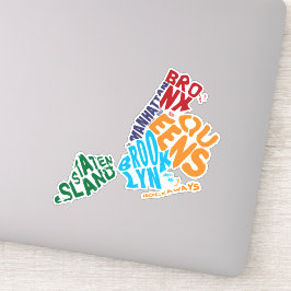 New York City Five Boroughs Word Art Map Aufkleber