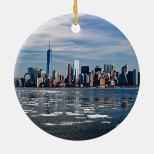 New York City Freedom Tower Skyline Keramik Ornament (Hinten)