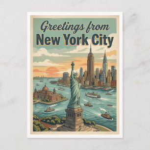 New York City Grüße Statue of Liberty Postkarte