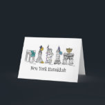 New York City Hanukkah Chanukah Holiday NYC Feiertagskarte<br><div class="desc">Eine Urlaubskarte mit meiner originalen Feder-und-Tinte-Illustration "New York Hanukkah". Die Karte beinhaltet das Chrysler Gebäude, das Empire State Gebäude, den Washington Square Arch, die Brooklyn Bridge und die Freiheitsstatue "gekleidet" für die Winterferien. Sehen Sie nicht, wonach Sie suchen? Brauchen Sie Hilfe bei der Anpassung? Kontaktieren Sie Rebecca, um etwas für...</div>