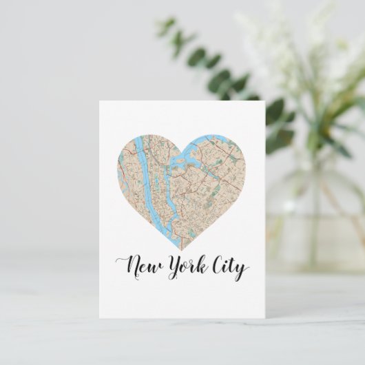 New York City Heart Map Postkarte (Stehend Vorderseite)