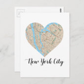 New York City Heart Map Postkarte (Vorne/Hinten)