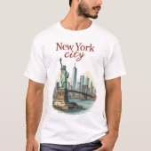 New York City – Iconic Statue & Skyline T-Shirt (Vorderseite)
