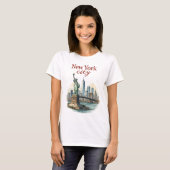 New York City – Iconic Statue & Skyline T-Shirt (Vorne ganz)
