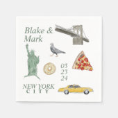 New York City Icons Wedding Cocktail Napkins Serviette (Vorderseite)