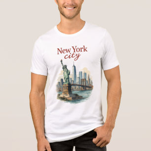 New York City – Ikonisches Statue- & Skyline-Shirt Tri-Blend Shirt