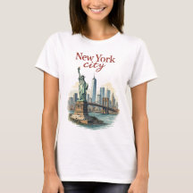 New York City – Ikonisches Statue- & Skyline-T-Shi